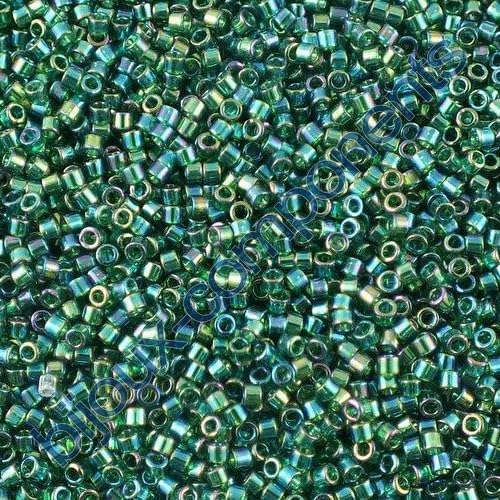 5 g Miyuki DELICA Seed Beads Rocailles, size 11/0, Transp Dark Green Ab (# DB0175), Japan, Glass von Bohemia Crystal Valley