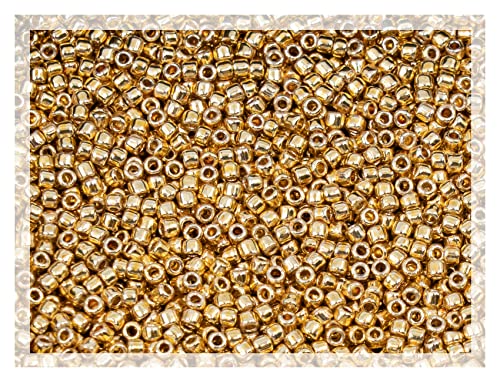 5g TOHO seed beads 15/0 (1.5 mm), tiny Japan rocailles, #PF557 Gold Permanent Finish Starlight von Bohemia Crystal Valley