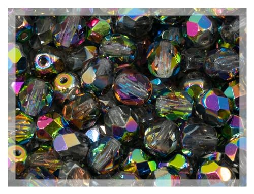 50 pcs Faceted Fire Polished Pressed Czech Glass Beads 6mm (0.24in), 00030-28137 Crystal Vitrail Medium von Bohemia Crystal Valley