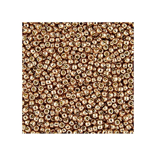 50 g TOHO Round Seed Beads Rocailles, size 11/0, Permanent Finish Galvanized Rose Gold (# PF551), Japan, Glass von Bohemia Crystal Valley