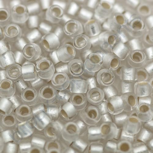 50 g TOHO Round Seed Beads Rocailles, size 8/0, Silver Lined Frosted Crystal (# 21F), Japan, Glass von Bohemia Crystal Valley