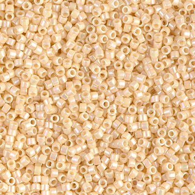 5g MIYUKI Delica Rocailles Seed Beads, 11/0 x 11/0 mm, Opaque Cream AB (DB0157), Glass, Japan von Bohemia Crystal Valley