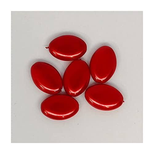 6 stk Pearl Immitaion Glass Beads, 16 x 11 mm Red (Perlen-Imtrichion Glasperlen rot) von Bohemia Crystal Valley