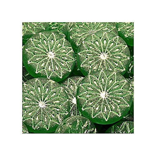 6 stk Pressed Czech glass beads origami flower round big with ornament, 18 mm Green White (Gedrückte tschechische Glasperlen Origami-Blume runden groß mit Ornament Grün) von Bohemia Crystal Valley