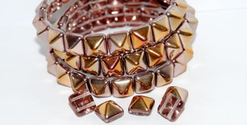 60 pcs Pressed Glass Beads 2-Hole Square Pyramid, Crystal 27101 (30 27101), 13 x 12 mm, Glass, Czech Republic von Bohemia Crystal Valley