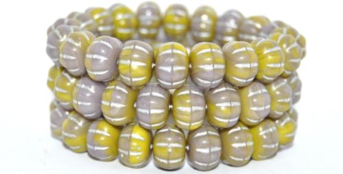 60 pcs Pumpkin Pressed Glass Beads, 53402302 Silver Lined (53402302-54201), 8 x 11 mm, Glass, Czech Republic von Bohemia Crystal Valley