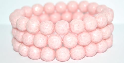 60 pcs Round Pressed Glass Beads, White 34304 (02010-34304), 10 mm, Glass, Czech Republic von Bohemia Crystal Valley