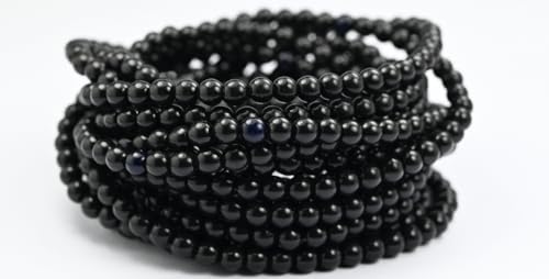 600 pcs Round Pressed Glass Beads Druck, Black Wax (23980-WAX), 5 x 5 mm, Glass, Czech Republic von Bohemia Crystal Valley