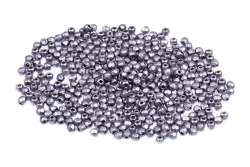 600pcs Feuerpolierte facettierte Perlen rund 2 mm, Kreide weiße Pastellgrau (3000-25028), Böhmisches Kristall Glas, Tschechien 15119001 Großhandlespackung Fire Polished Faceted Beads Round von Bohemia Crystal Valley