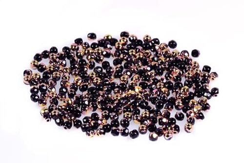 600pcs Feuerpolierte facettierte Perlen rund 2 mm, Schwarz 28009 (23980-28009), Böhmisches Kristall Glas, Tschechien 15119001 Großhandlespackung Fire Polished Faceted Beads Round von Bohemia Crystal Valley