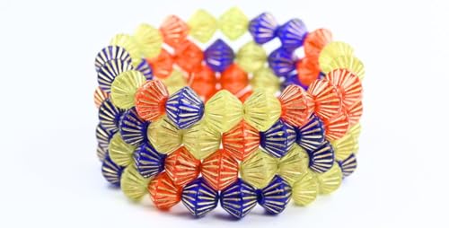 80 pcs Lantern Bicone Pressed Glass Beads, Color Mixed Colors 2 Gold Lined (COLOR-MIX-2-54202), 10 x 10 mm, Glass, Czech Republic von Bohemia Crystal Valley