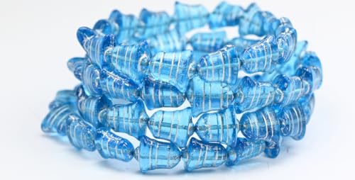 Flat Bell Beads, Transparent Aqua Silver Lined (60020-54201), 14 x 13 mm, Glass, Czech Republic von Bohemia Crystal Valley