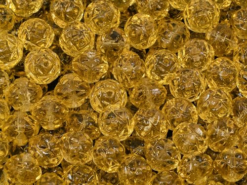 OUTLET 10 grams Cathedral Faceted Fire Polished Beads, Transparent Light Topaz Yellow (10020), Glass, Czech Republic von Bohemia Crystal Valley