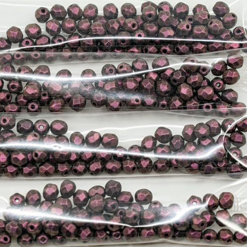 OUTLET 10 grams Faceted Round Fire Polished Beads, 5 x 5 mm, Black IRI-Red (23980-79306), Glass, Czech Republic von Bohemia Crystal Valley