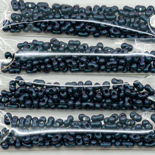 OUTLET 10 grams Preciosa Ornela Farfalle Seed Beads, 3.2 x 6.5 mm, Black Purple Brown Luster Spotted (23980-65329), Glass, Czech Republic von Bohemia Crystal Valley