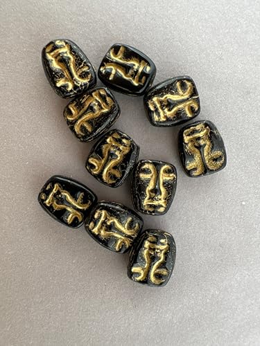 OUTLET 10 grams Totem Face Beads, 14 x 10 mm, Black Silver Lined (23980-54201), Glass, Czech Republic von Bohemia Crystal Valley