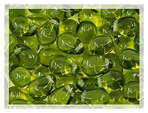 Czech 50-Piece Glass Beads, 6x9mm, Teardrop Olive Green von Bohemia Crystal Valley