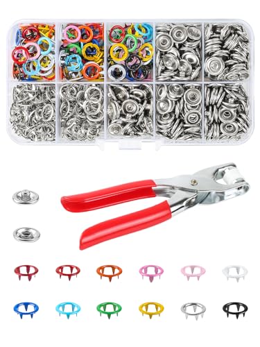 Bohoray 150 Paare Druckknöpfe Ohne Nähen, 9.5mm Druckknopf Set Mit Zange Für Druckknöpfe Jersey, Feste Druckknopfzange Set Metall Für DIY Basteln Baby Kinder Kinderbekleidung, Kleidung Taschen von Bohoray