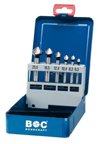 Bohrcraft 17001410006 Kegelsenker Set HSS-G in Metallkassette KS6 / Durchmesser 6,3-20,5 mm, 6 Stück von Bohrcraft