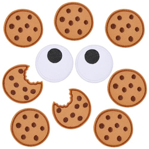 10 Stücke Keks Aufnäher Cookie Patches Personalisierte Patches Set Bügelflicken Kinder zum Aufnähen Karneval Aufnäher Bügelbilder Applikation für Kleidung von Bohrma