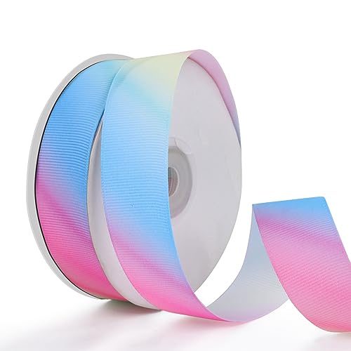 22 m Satinband, Schleifenband Satin Geschenkband zum Basteln Rainbow Satinband Satinbänder Seidenband Polyester Stoffband Dekoband 2cm Breit Regenbogen Farbe Geschenkbänder Ringelband Grosgrain von Bohrma