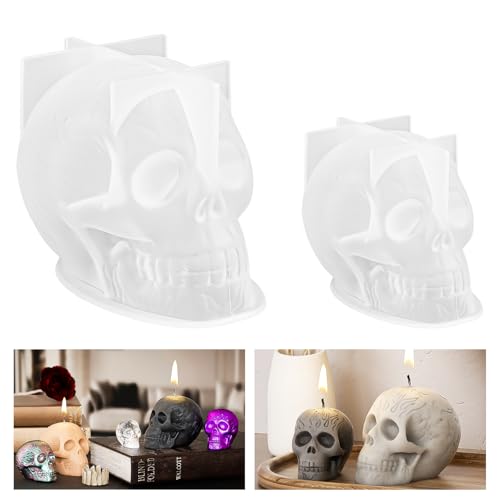 3D Groß Totenkopf Silikonform Kerze, Epoxidharz Formen Slikon Silikonform 3D Kerzenformen Skelett Silikonform Zum Gießen Halloween Schädel Gießformen Silikon Harz Formen für Handwerk Ornamente Fondant von Bohrma