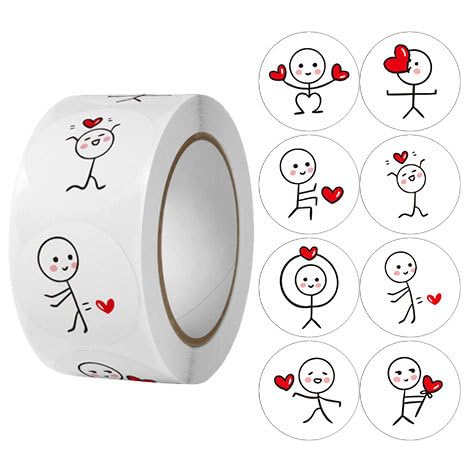 500 Stk 12 Muster Valentinstag Aufkleber Herz Strichmännchen Liebe Selbstklebend Stickers Herz Aufkleber Selbstklebend Herzform Sticker Etiketten Kinder Hochzeit Deko Liebesaufkleber für Geschenk von Bohrma