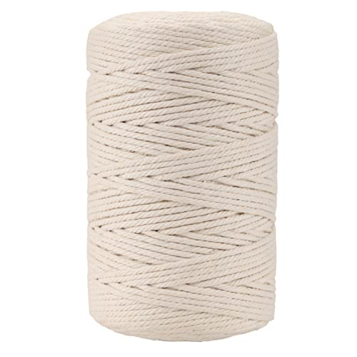 Boic Makramee Garn 3 mm x 200 m, Baumwolle Makramee Garn, Makramee Baumwollgarn für DIY Handwerk, Baumwollschnur Macrame Cord Basteln Weben, Vorhang Dekoration, Wohnzimmer Schlafzimmer, Beige von Boic