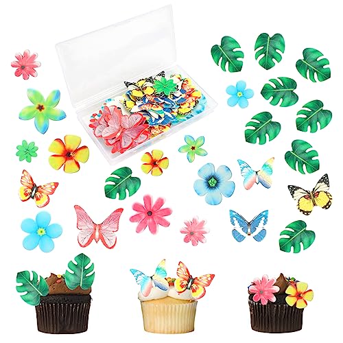 148 Pcs Essbare Tropische Schildkrötenblätter Cupcake Topper Blumen Kuchen Deckel Blätter Tortendeko für Party Hochzeit Geburtstag von Boisbresil