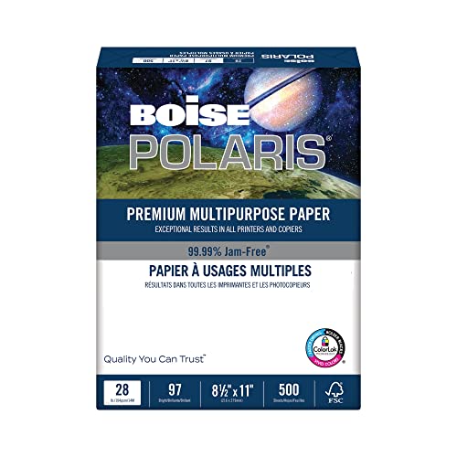 Boise POLARIS® Premium Mehrzweckpapier, Briefpapiergröße, 12,7 kg, FSC®-zertifiziert, weiß, Ries mit 500 Blatt von Boise