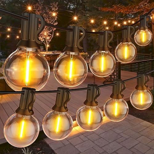 BokiHuk Lichterkette Außen, 30M/100FT 50+2 G40 Glühbirne LED Lichterkette IP45 Wasserdichte Lichterkette outdoor Verlängerbar für Party, Garten, Terrasse, Hochzeiten, Zimmer von BokiHuk