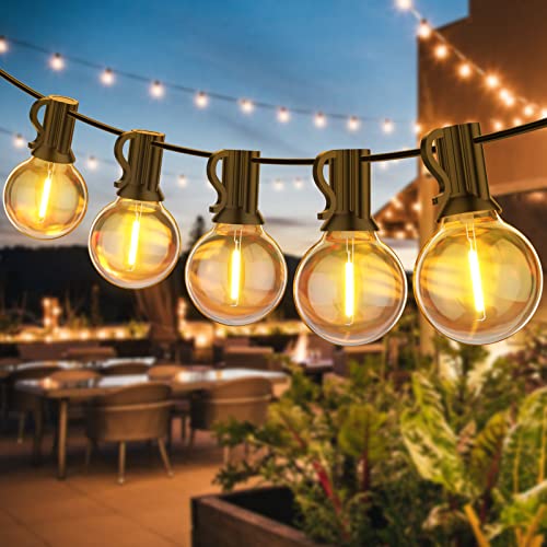 BokiHuk Led Lichterkette Außen Strom, 7.6M/25FT Lichterkette Outdoor Glühbirnen Außen 12+1 G40 Birnen IP45 Wasserdichte Lichterkette für Weihnachtsdeko, Party, Garten, Terrasse, Hochzeiten, Zimmer von BokiHuk