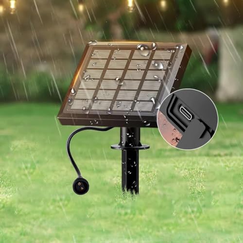 BokiHuk Solarpanel mit USB-Anschluss für 15 m lange Solar-Lichterkette, wasserdicht, solarbetrieben, für den Außenbereich, Gartenlichter/Lichterketten/Soffittenlichter, Ladeersatz von BokiHuk