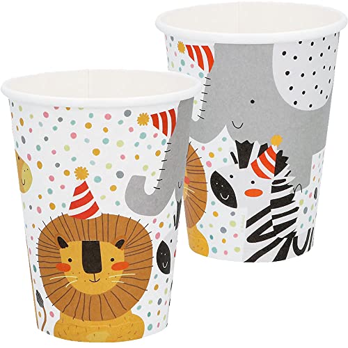 8 Becher * WILD ANIMALS * für Kindergeburtstag und Zoo-Party | Wilde Tiere Safari Kinder Geburtstag Party Pappbecher Partybecher Cups von Boland