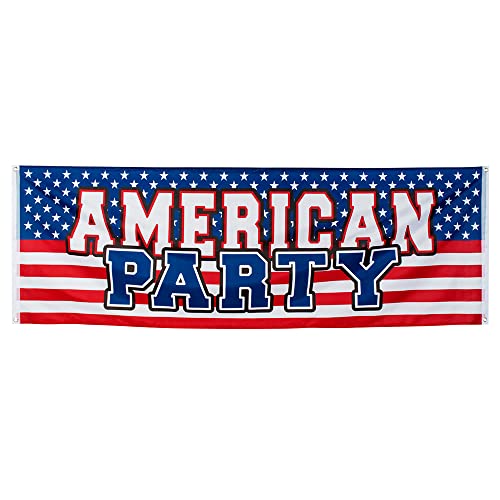 Boland 44953 - Banner USA, Größe 74 x 220 cm, Dekoration, Girlande, American Party, Stars and Stripes, Themenparty, Mottoparty, rot, Blau Rot WeiÃŸ von Boland