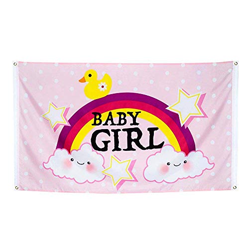 Boland 53216 - Fahne Baby Girl, Größe 90 x 150 cm, Polyester, Mädchen, Geburt, Baby Party, Banner, Wanddekoration, Hängedekoration, Mottoparty von Boland