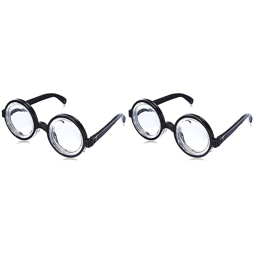 Boland 00371 - Brille Nerd, schwarz, Hornbrille, sympathischer Streber, Fachidiot, Sonderling, Karneval, Fasching, Mottoparty, Verkleidung, Accessoire (Packung mit 2) von Boland