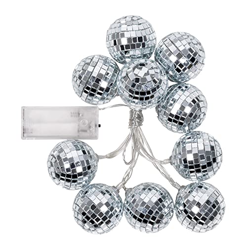 Boland 00768 - LED-Lichterkette Discokugeln, Länge 140 cm, Batterietyp 2xAA, Disco Fever, 70er Jahre, Dekoration, Karneval, Mottoparty von Boland