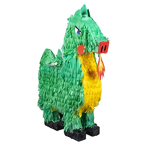 Boland 30947 - Pinata Drache, Größe 49 x 47 x 10 cm, Karton, Schlag-Pinata, Geburtstag, Mottoparty, Feier, Kindergeburtstag, Deko, Süßigkeiten, Geschenke, Grün von Boland