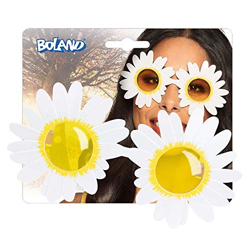 Boland 44542 - Party Brille Daisy für Erwachsene, Brille mit Blumen, Spaßbrille, Margeriten, Gänseblümchen, Hippie, Flower Power, Karneval, Fasching, Fastnacht, Mottoparty von Boland