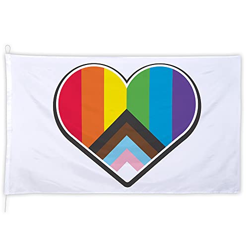 Boland 44661 - Regenbogen LGBTQ Flagge Progress XXL, Größe 200 x 300 cm, Pride, Partydeko, Hängedeko für Mottoparty und CSD von Boland