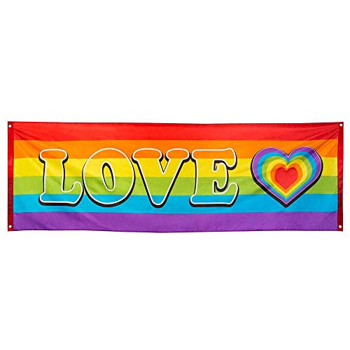 Boland 44727 - Deko-Banner Regenbogen Love, Größe 74 x 220 cm, Dekoration, CSD, Karneval, Mottoparty von Boland