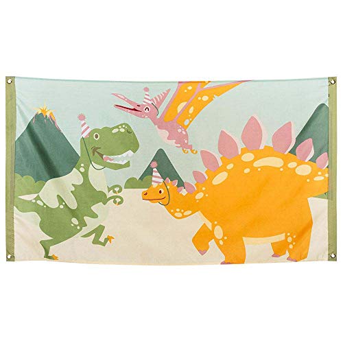 Boland 50052 - Fahne Dino, Größe 90 x 150 cm, Polyester, Dinosaurier, Banner, Wanddekoration, Hängedekoration, Kindergeburtstag, Mottoparty von Boland