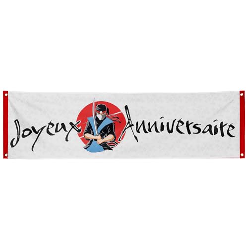 Boland 50424 - Banner Ninja Joyeux Anniversaire aus Polyester, Dekoration, Mottoparty, Hängedekoration von Boland