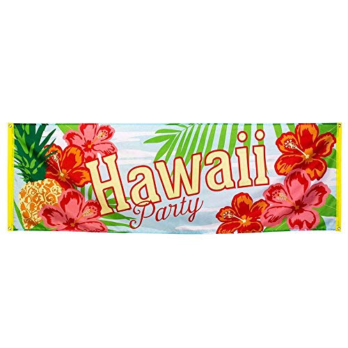 Boland 52481 - Banner Hawaii-Party, Größe 74 x 220 cm, Dekoration, Girlande, Grillfest, Sommerparty, Beachparty, Mottoparty von Boland