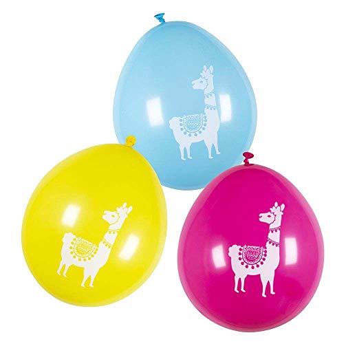 Boland 54433 - Latexballons Lama, 6 Stück, Größe ca. 23 cm, 3 Farben sortiert, Alpaka, Luftballons, Geburtstag, Gartenparty, Mottoparty, Hängedekoration, Kindergarten, Karneval von Boland