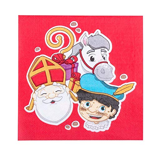 Boland 56677 - Papierservietten Sankt Nikolaus, 12 Stück, Größe 33 x 33 cm, Partygeschirr, Tischdekoration von Boland