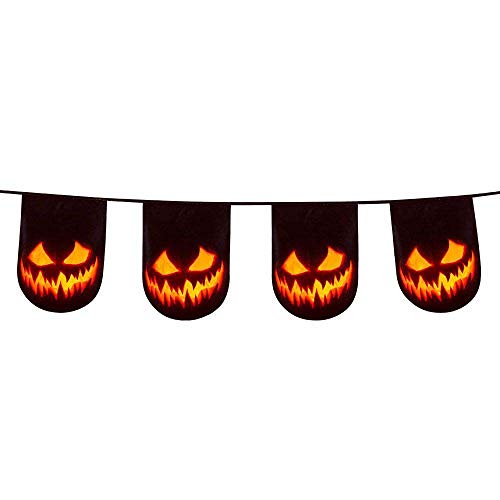 Boland 72300 - Wimpelkette Gruseliger Kürbis, schwarz/orange, Kostüm-Accessoire, Halloween-Accessoire von Boland