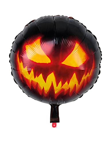 Boland 72315 - Folienballon Gruseliger Kürbis, ca. 45 cm, Schwarz-Orange, Heliumballon, Halloween, Karneval, Themenparty, Mottoparty von Boland