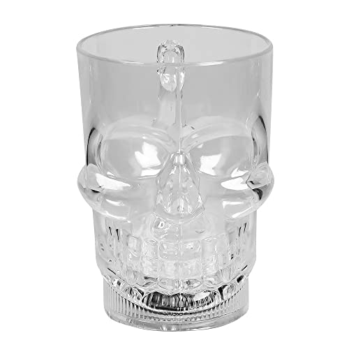 Boland 72337 - LED-Becher Schädel, Füllmenge 400 ml, LED-Licht, inkl. Batterien, leuchtender Kunststoff-Becher mit Totenkopf, Halloween, Karneval, Mottoparty von Boland